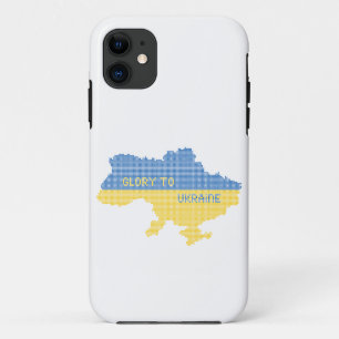 Knitting Ukrainian state map text Glory to Ukraine iPhone 11 Case