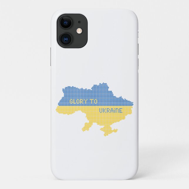 Knitting Ukrainian state map text Glory to Ukraine Case-Mate iPhone Case (Back)