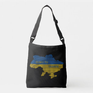 Knitting Ukrainian state map text Glory to Ukraine Crossbody Bag