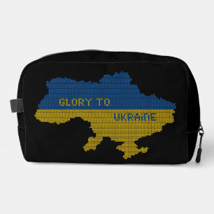 Knitting Ukrainian state map text Glory to Ukraine Dopp Kit