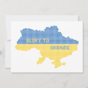 Knitting Ukrainian state map text Glory to Ukraine Holiday Card