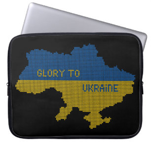 Knitting Ukrainian state map text Glory to Ukraine Laptop Sleeve