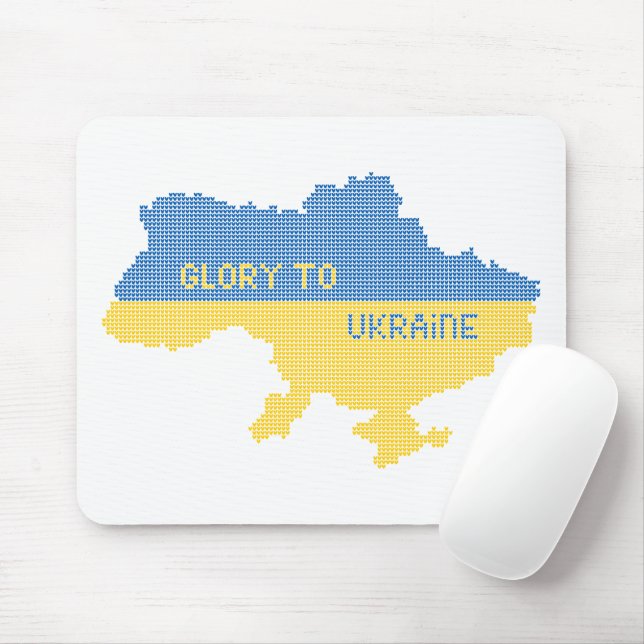 Knitting Ukrainian state map text Glory to Ukraine Mouse Mat (With Mouse)