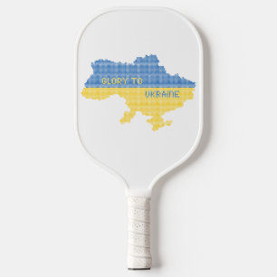 Knitting Ukrainian state map text Glory to Ukraine Pickleball Paddle