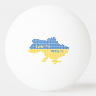 Knitting Ukrainian state map text Glory to Ukraine Ping Pong Ball