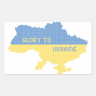 Knitting Ukrainian state map text Glory to Ukraine Rectangular Sticker