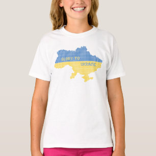 Knitting Ukrainian state map text Glory to Ukraine T-Shirt