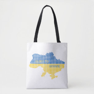 Knitting Ukrainian state map text Glory to Ukraine Tote Bag