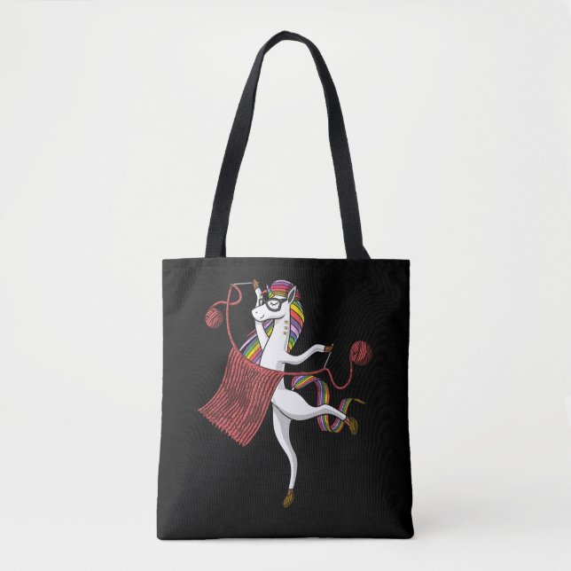 Knitting Unicorn Mum Magical Yarn Knitter Tote Bag (Front)