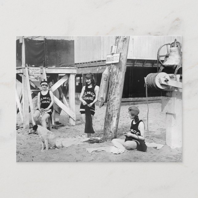 Knitting Venice Lifeguards, early 1900s Postcard (Front)