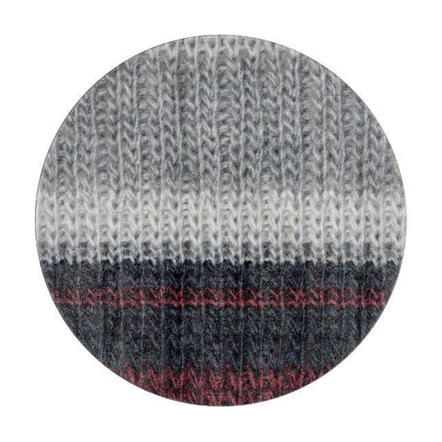 Knitting wool: red, white stripes. cutting board (Front)