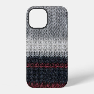 Knitting wool: red, white stripes. iPhone 12 case