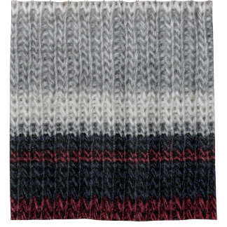 Knitting wool: red, white stripes. shower curtain