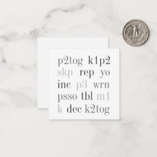 KNITTING WORDS 2.5" Square Flat Card