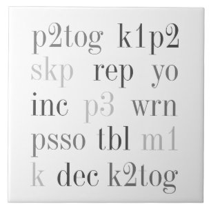 KNITTING WORDS 6x6 Ceramic Tile