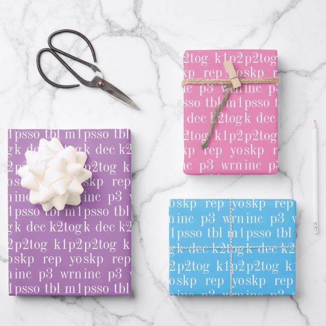KNITTING WORDS Flat Sheet Wrapping Paper II (Front)
