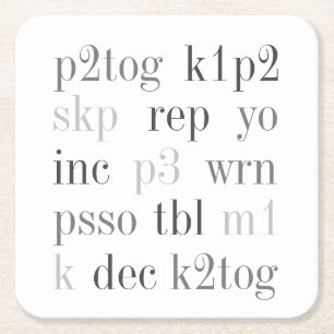 KNITTING WORDS Hard Plastic Coasters