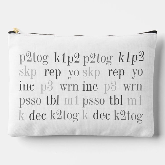 KNITTING WORDS Large Accessory Bag (Front)
