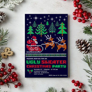 Knitting Xmas Pattern Ugly Sweater Christmas Party Invitation