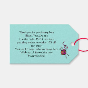 Knitting Yarn Arts Shop Photo Thank You Coupon Gift Tags