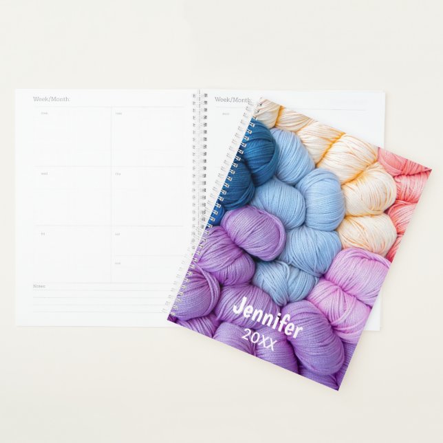 Knitting Yarn Balls Colourful Personalised Name Planner (Display)