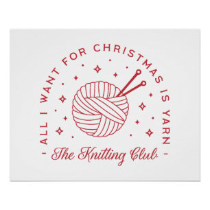 Knitting yarn lovers Christmas workshop class Poster