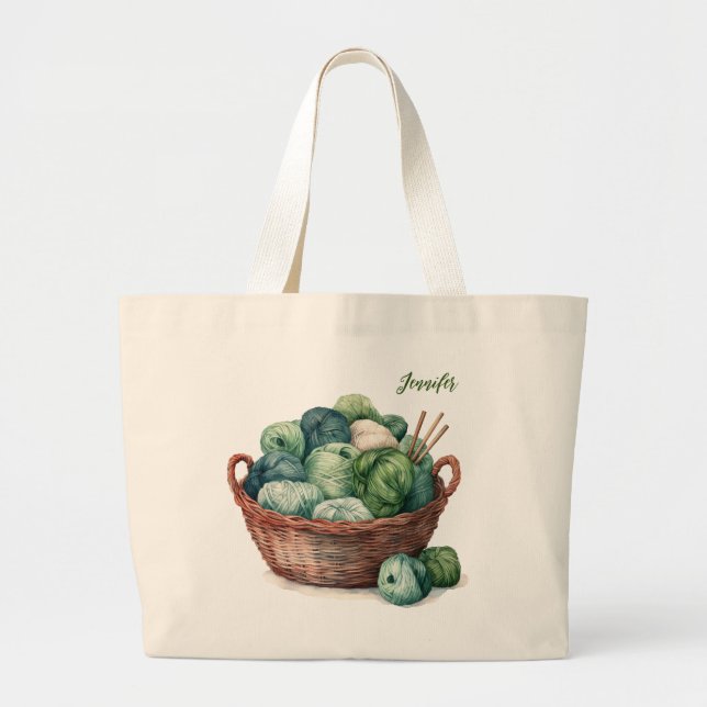 Knitting Yarn Personalzed Tote BagKnitter Gift (Front)
