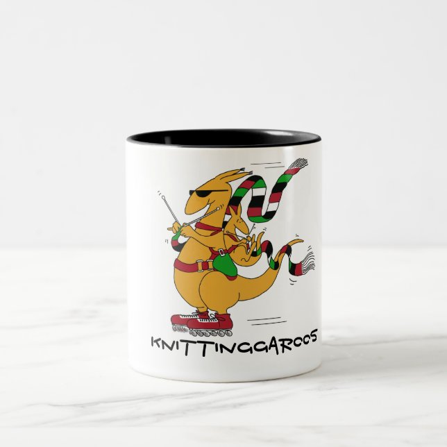 Knittinggaroos Rollerblading Two-Tone Coffee Mug (Center)