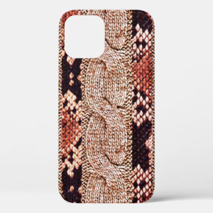 Knitwear Fabric Texture, geometric texture, snake iPhone 12 Case