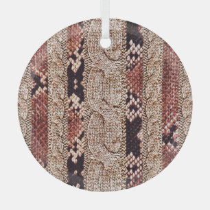 Knitwear texture, geometric snake pattern. glass tree decoration