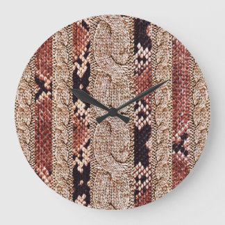 Knitwear texture, geometric snake pattern. large clock