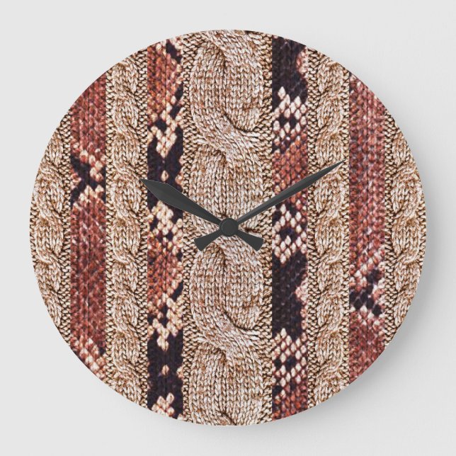 Knitwear texture, geometric snake pattern. large clock (Front)