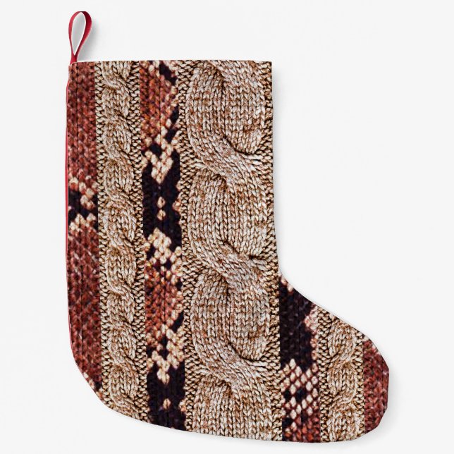 Knitwear texture, geometric snake pattern. small christmas stocking (Front)