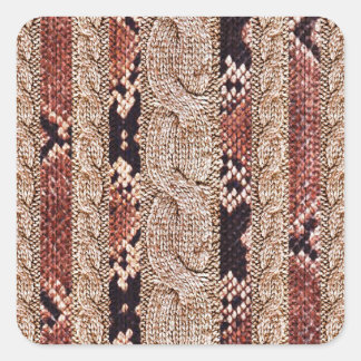 Knitwear texture, geometric snake pattern. square sticker