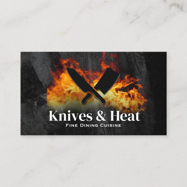 Knives and Fire | Restaurant Business Card (Front)