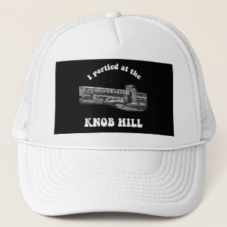Knob Hill Trucker Cap- White on Black Trucker Hat