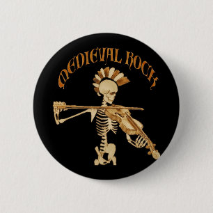 Knochengeiger v Skeleton Fiddler - Medieval Rock 6 Cm Round Badge