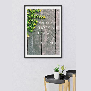 Knock And The Door Will Open KJV Bible Verse Poster