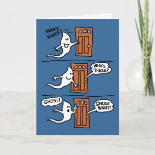 Knock Knock Halloween Cartoon Ghost Kids Greeting Card