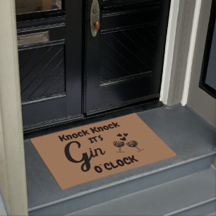 Knock Knock it`s Gin o`clock  Doormat