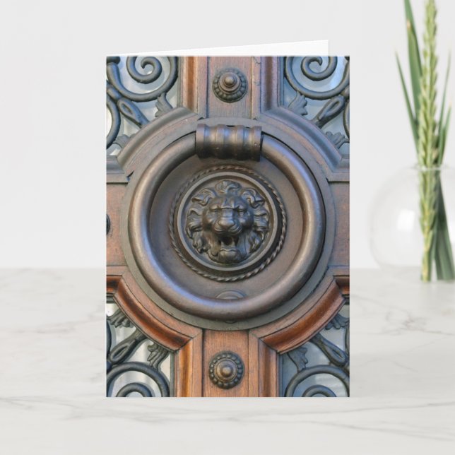 Knock Knock - Lion Door Knocker Blank Inside Card (Front)