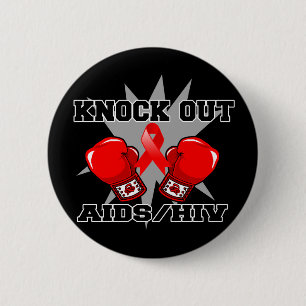 Knock Out AIDS HIV 6 Cm Round Badge