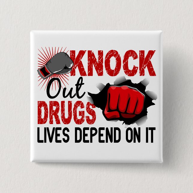 Knock Out Drugs 2 Male Fist 15 Cm Square Badge (Front)