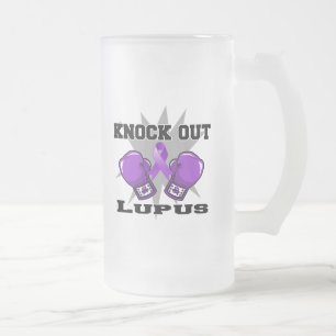 Knock Out Lupus Frosted Glass Beer Mug