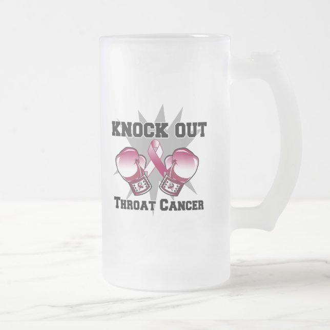 Knock Out Throat Cancer Frosted Glass Beer Mug (Right)