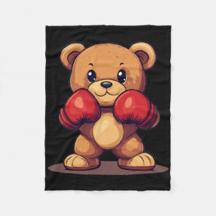 Knockout Bear With Boxing Gloves For A Punchy Look Fleece Blanket