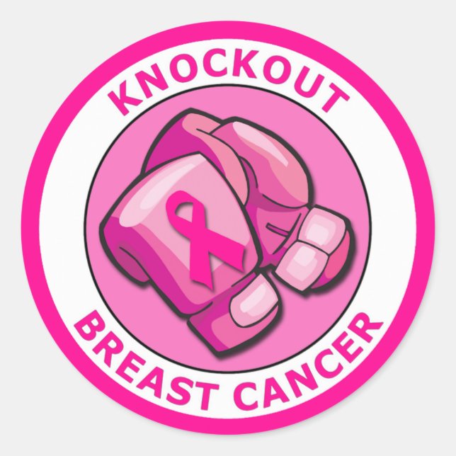 KNOCKOUT BREAST CANCER CLASSIC ROUND STICKER (Front)