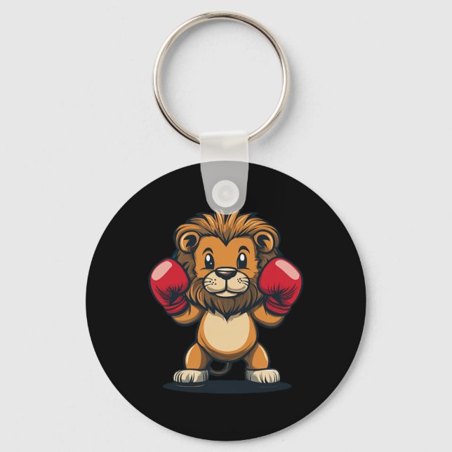 Knockout Power With This Cool Lion And Boxing Glov Key Ring (Front)