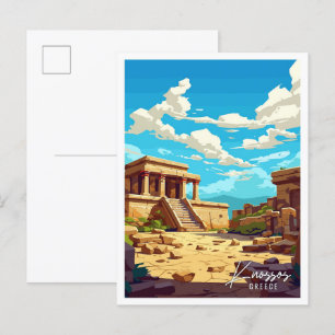 Knossos Greece Art vintage travel illustration Postcard