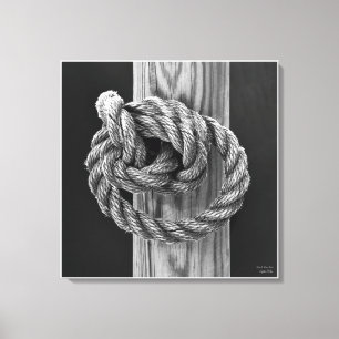 Knot A Rope Knot, fine art black and white Canvas Print